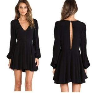 Lovers + Friends Black Shimmy Long Sleeve Dress